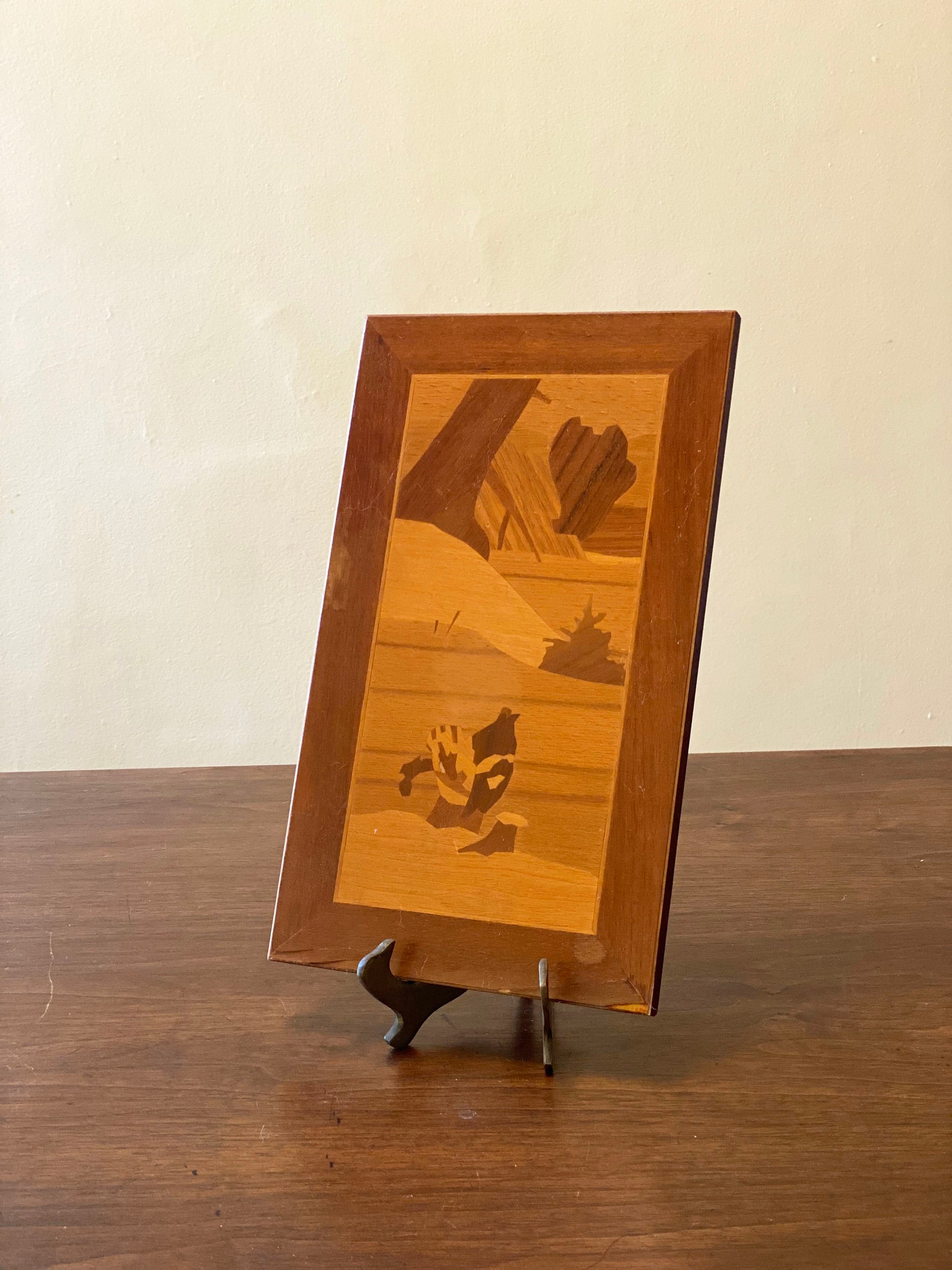 Vintage Greek Inlaid Wood Art Landscape Art Etsy
