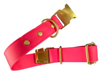 Waterproof  1" Adjustable Biothane Dog Collar w/Quick Release Buckle Beautiful Bright Colors Soft Strong and Flexible