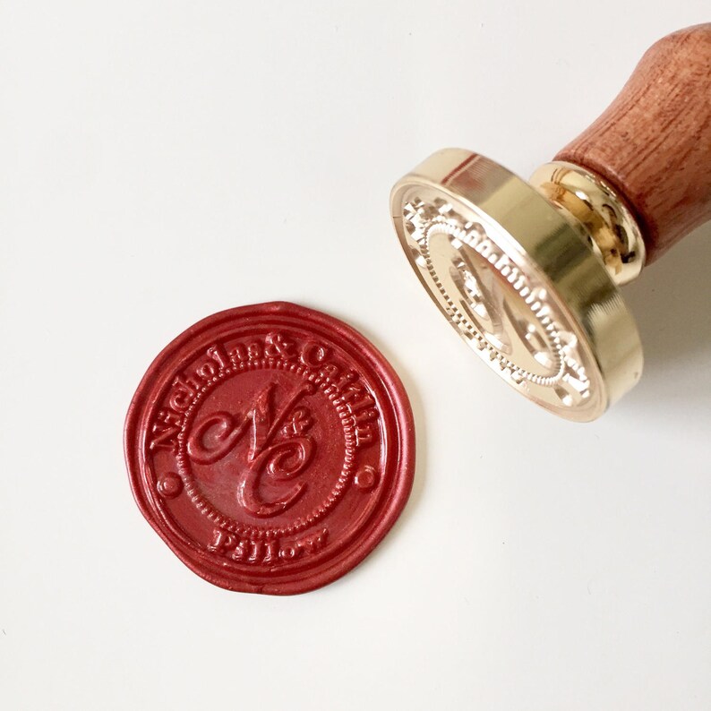 Wedding Wax Seal Stamp with name initials and date Etsy