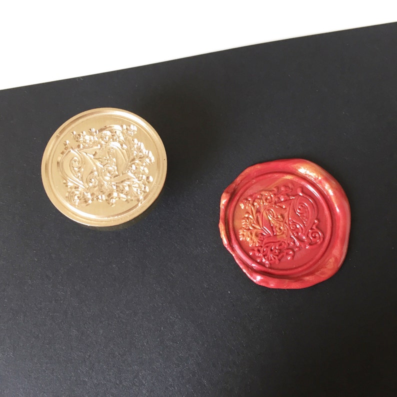 Calligraphy wax seal stamp pattern with initials