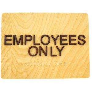 ADA Compliant Employees Only Sign: Modern Braille Signage 6&quot;x8&quot;