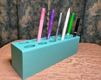 Pen Holder | Desk Organizer for Pens, Markers, Pencils & Tools | Teal Multi-Hole Stationery Stand