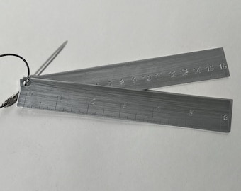 6 Inch Aluminum Ruler | Dual Scale Inches & mm - Metal Straight Edge Ruler, Compact Pocket Ruler, Crafting and Jewelry Making Tool