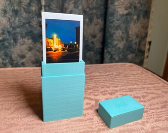 Instax Mini Photo Display Stand & Storage Case - Turquoise Desk Decor, Polaroid Holder