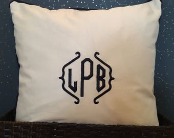 Custom Monogram Pillow Cover Monogram Pillow Cover 16 x 20 inch Monogram Pillow Cover Embroidered Lumbar Cushion Cover Monograms Embroidery