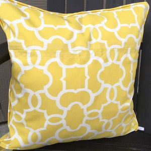 Outdoor Pillow Cover 20 x 20 inch Yellow Pillow Cover Patio Pillow Cover Outdoor Pillow Cover Yellow White Pillow Cover Yellow Lattice image 1