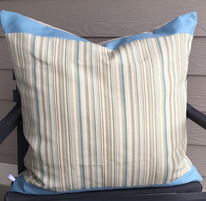 Outdoor Stripe Pillow Cover 24 X 24 Inch Outdoor Pillow Cover Etsy