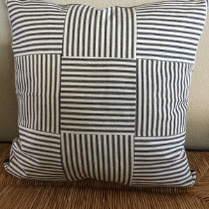 Black Stripe Pillow Cover: 20x20 Farmhouse Ticking Stripe Decor