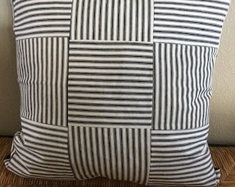 Black Stripe Pillow Cover 20 x 20 inch pillow cover Black Ticking Stripe Pillow Cover Black White Pillow Farmhouse Decor Modern Farmhouse