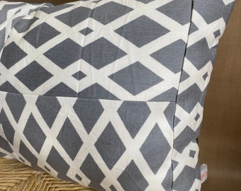 Gray Diamond Lumbar Pillow Cover: Modern Farmhouse Decor