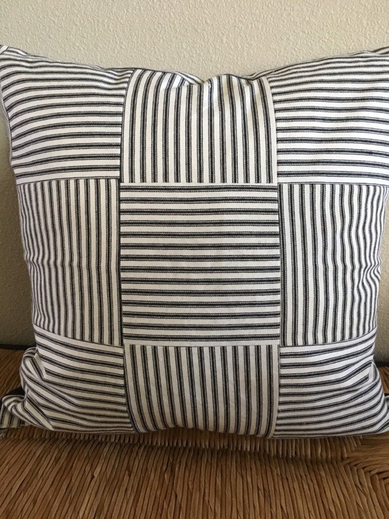 Black Stripe Pillow Cover 20 X 20 Inch Pillow Cover Black Etsy