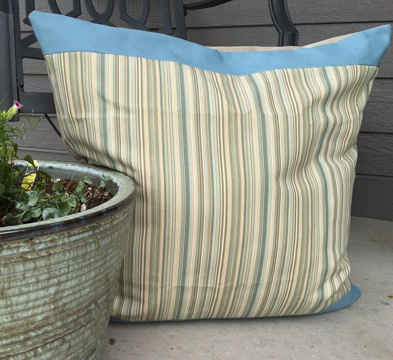 Outdoor Stripe Pillow Cover 24 X 24 Inch Outdoor Pillow Cover Etsy
