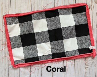 Fodera per cuscino lombare personalizzabile con motivo a quadri Buffalo: bianco e nero, 12 x 20 pollici