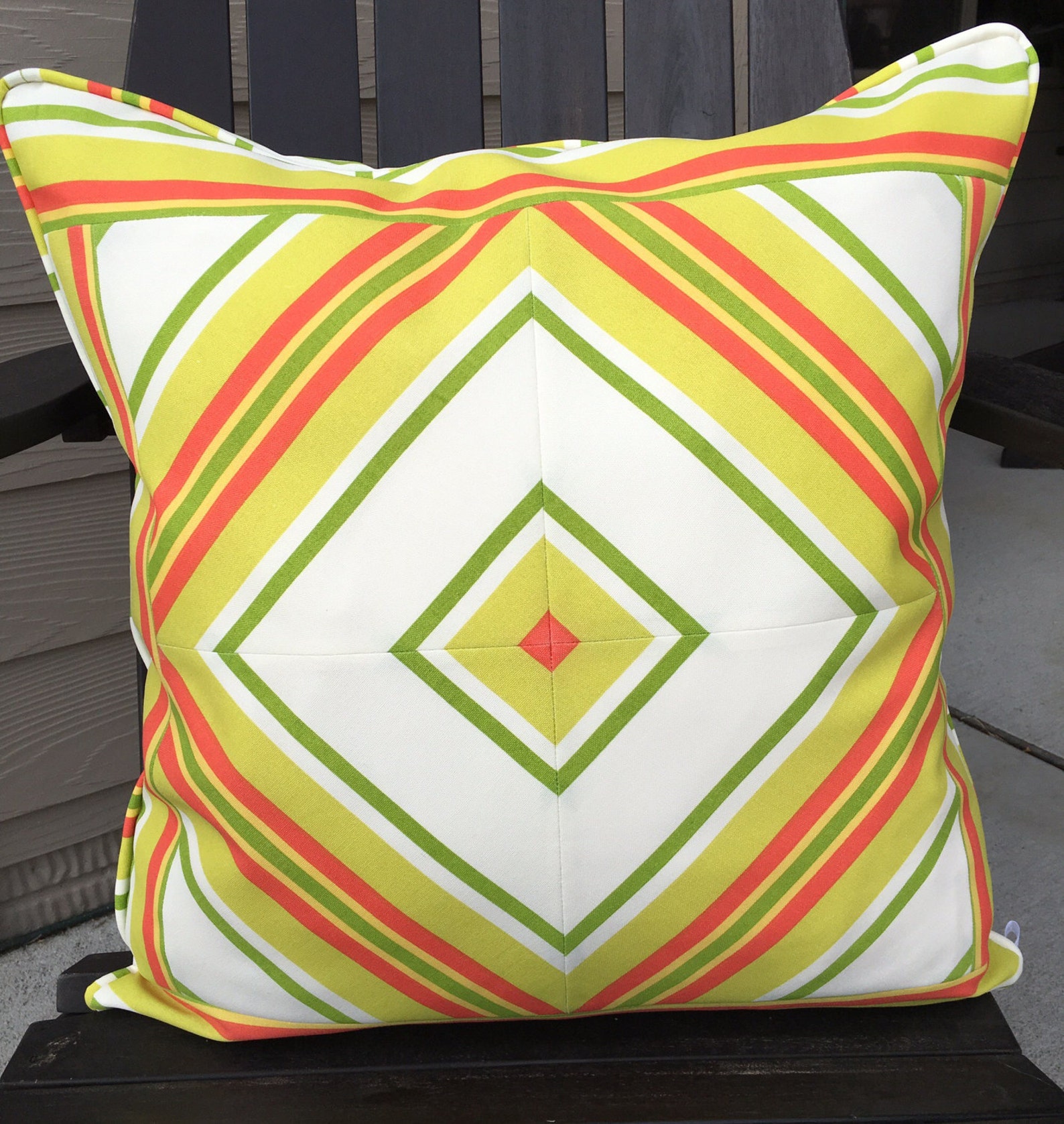 Outdoor Pillow Cover 20 X 20 Inch Pillow Cover Green White Etsy