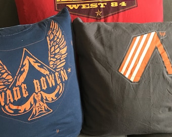 Custom T-Shirt Pillow Cover: Memory Keepsake, Upcycled Denim Back