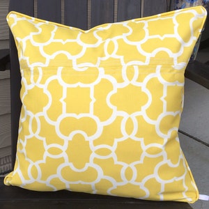 Outdoor Pillow Cover 20 x 20 inch Yellow Pillow Cover Patio Pillow Cover Outdoor Pillow Cover Yellow White Pillow Cover Yellow Lattice image 5