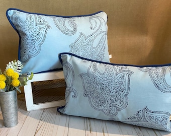Fodera per cuscino lombare 12x20: motivo cachemire blu