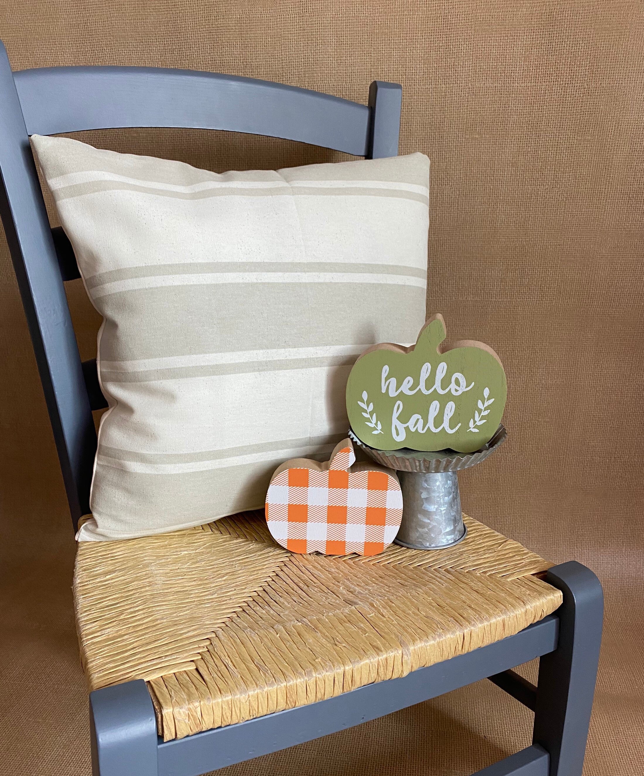 Tan Stripe Pillow Cover: Neutral Farmhouse Decor