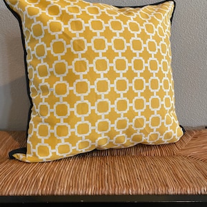Yellow Outdoor Pillow Cover: Black Piping, Patio Decor