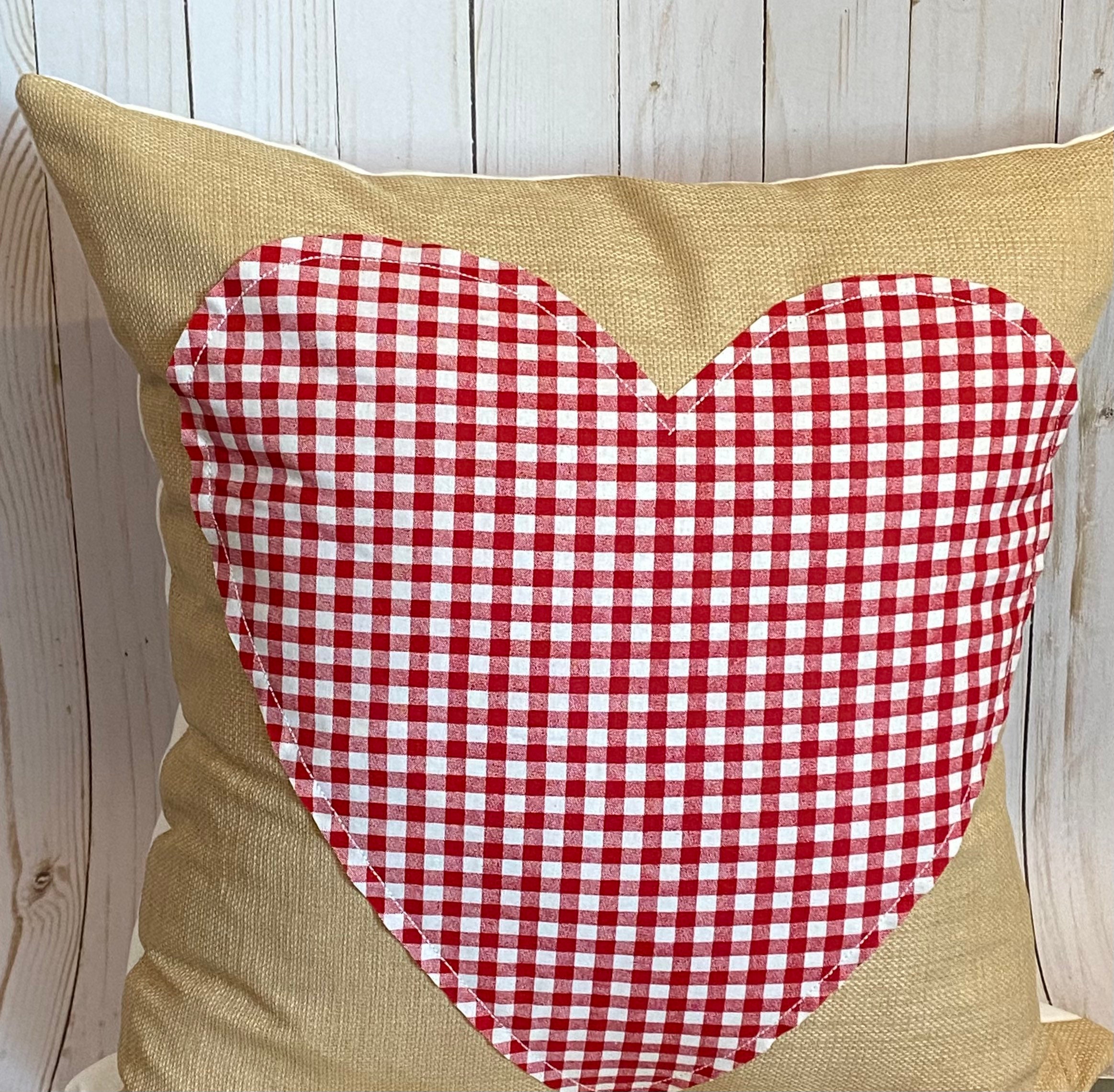 Heart Pillow Cover 18 X 18 Inch Gingham Pillow Cover Red Check Etsy UK