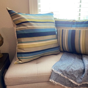 Blue Stripe Pillow Cover: Traditional Home Decor (20x20 or 16x20)