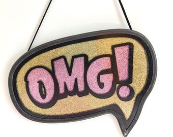 OMG Glitter Stained Glass Hanging: Rude Humor Gift