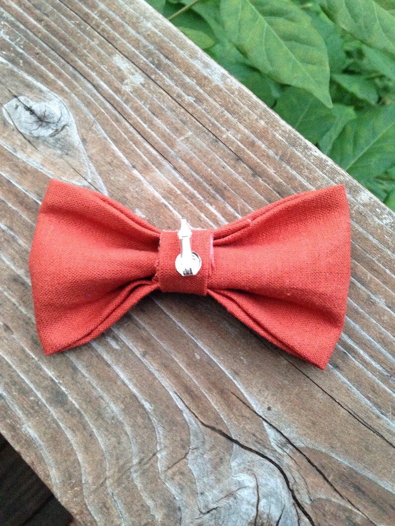 Baby Boy Toddler Clipon Bow Tie Burnt Orange Linen Etsy