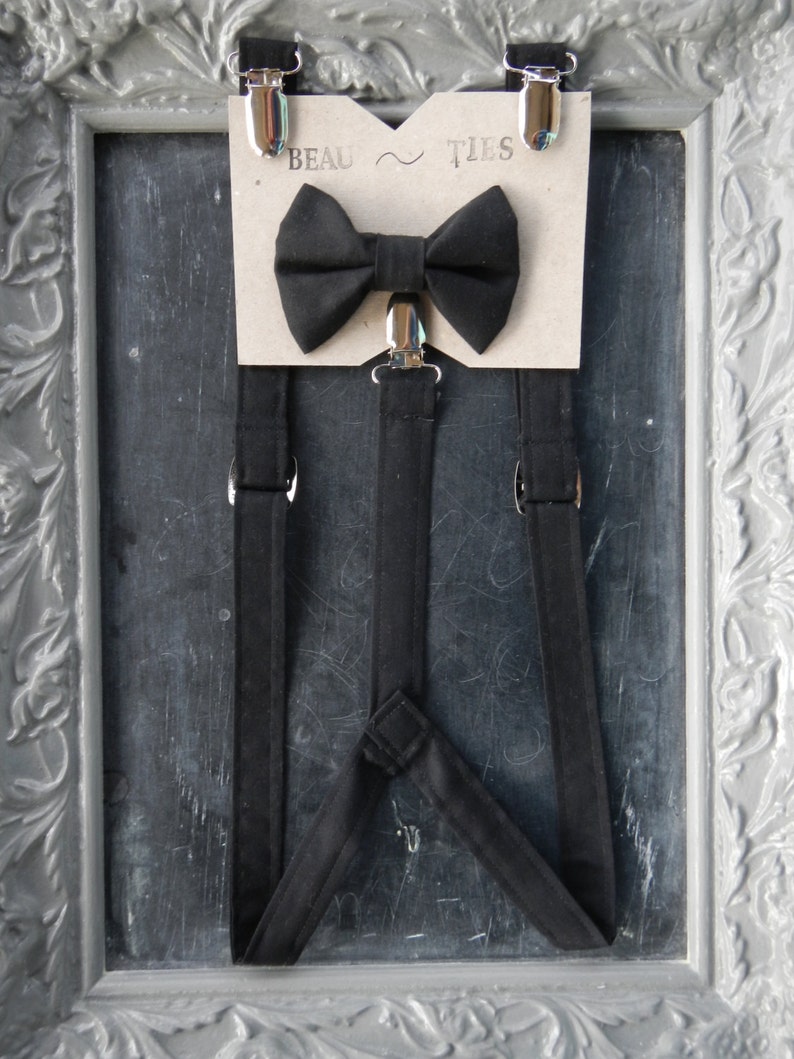 Boys Suspenders Bow Tie set Black Etsy