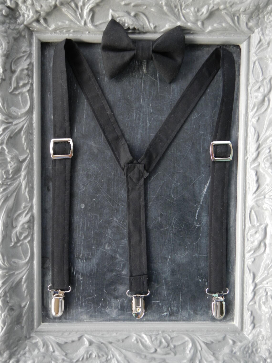 Boys Suspenders Bow Tie set Black Etsy