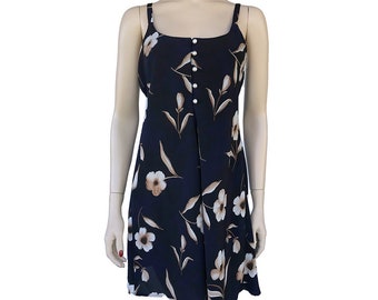 90's Floral Slip Dress Spaghetti Strap Dress With Flower 90s Floral Grunge Dress-Slip-Boho-Bohemian-Mini Dress-Vintage Dress-Floral