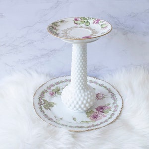 Antique Rosenthal R.C. Versailles Plates Converted into Cake Stand with Milk Glass Hobnail Center-One of a kind