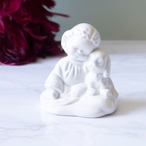 Vintage Little Girl with Puppy Dog Ceramic Figurine