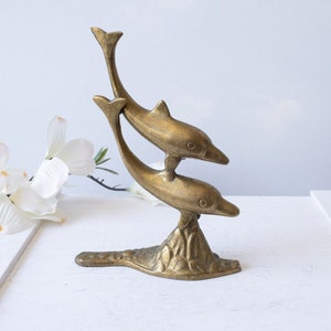 Vintage Small Brass Dolphins Figurine/ Statuette