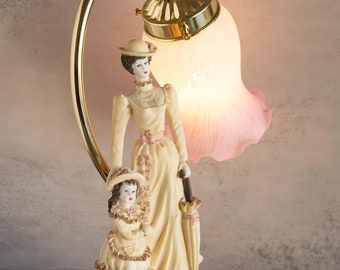 Vintage Verstella Flower Shade Mother & Daughter 3 Way Brass Touch Lamp RARE. Lamp