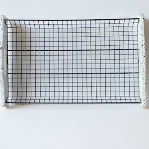 Vintage Wire Metal Serving Tray With Wood Panel Sides Speckled Paint