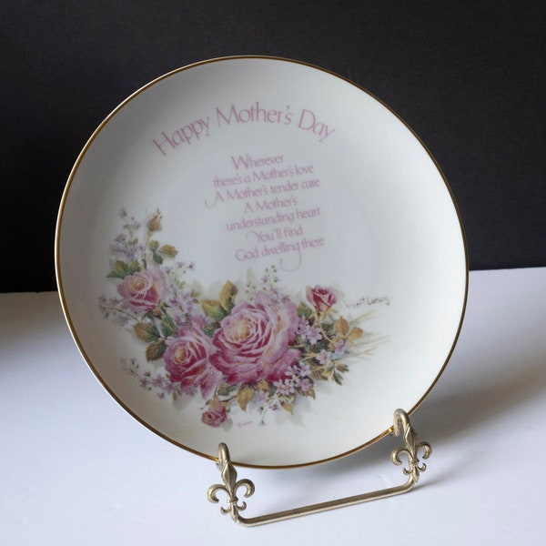 1976 Robert Laessig Floral Mother's Day Plate, Vintage from the 1970s