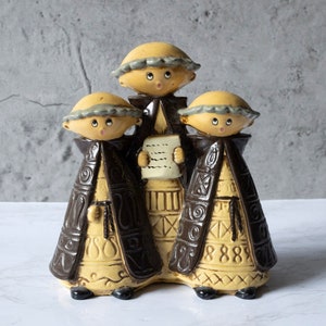 1960s Monk Trio Figurine - Singing Caroling Monks Figure - Made in Japan -