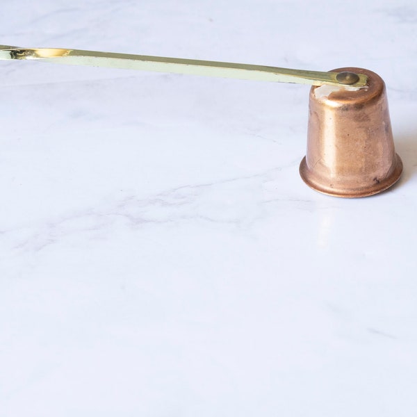 Vintage Copper and Brass Candle Snuffer, Twisted Handle