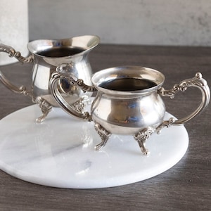 Silver Victorian Style Footed Creamer and Sugar Bowl Set -