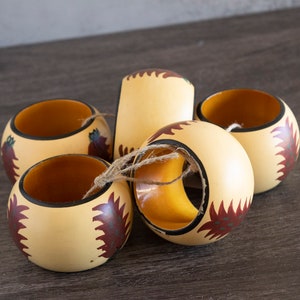 Napkin Holders Wood Hand Painted Southwestern Design Napkin Rings Set