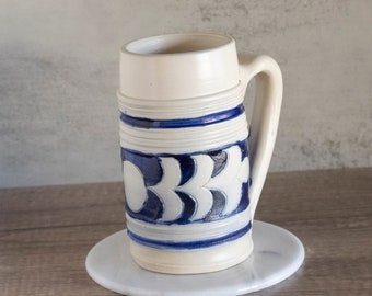 Vintage Williamsburg Pottery Cobalt Blue Salt Glazed Stoneware Mug