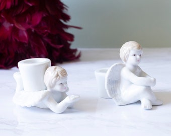 Cherub Angels Porcelain Taper Candleholders