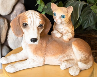 Vintage Large Universal Statuary Corp Dog With Cat Figurine