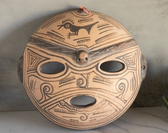 Vintage Decorative/Primitive Terracotta Clay Wall Hanging, Folk Art Tribal Mask