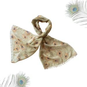 Peacock Print Scarf Vintage 90&#39;s
