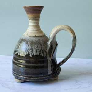 Vintage Ceramic Drip Glaze Footed Jug