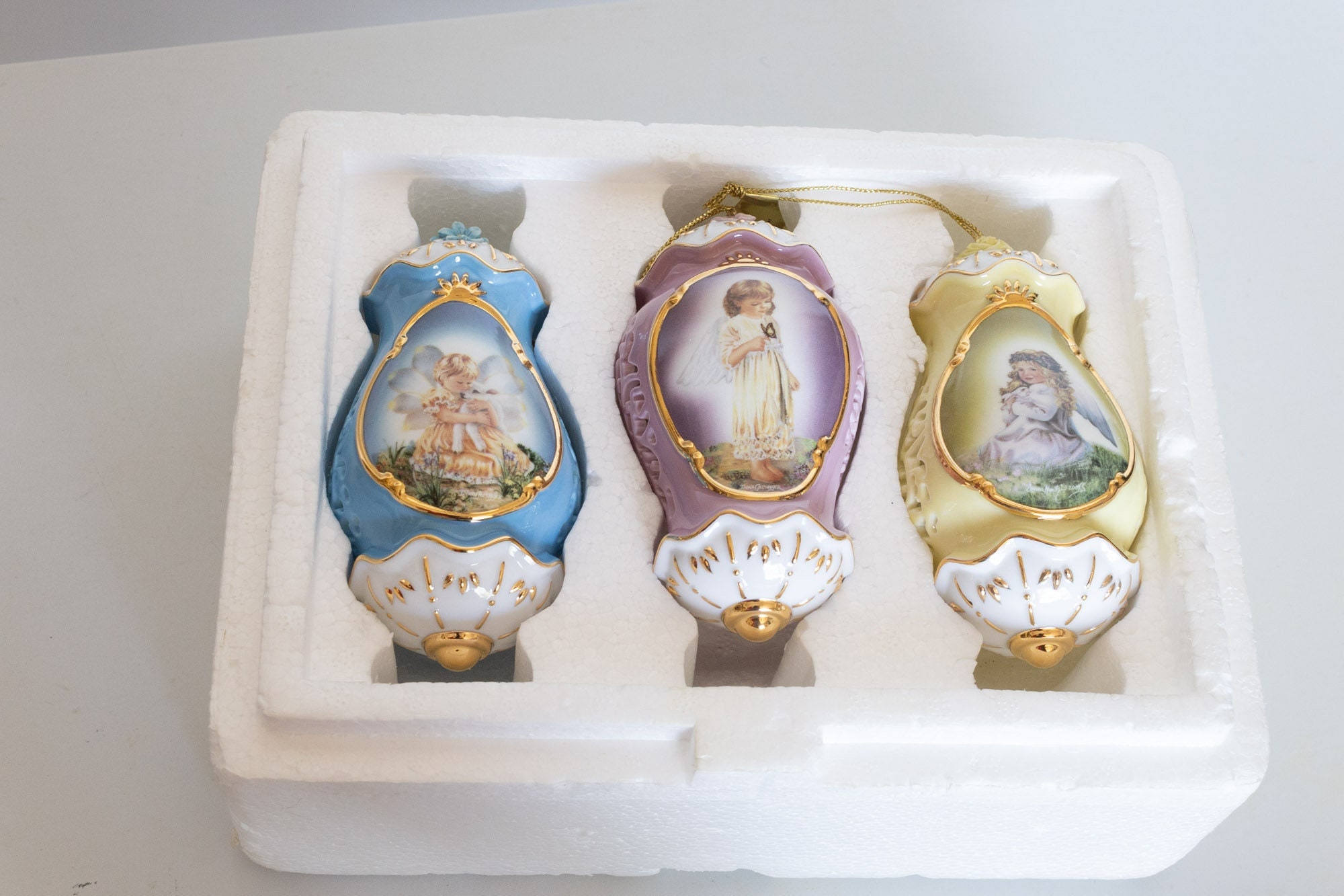 Set 3 Heavenly Messengers Porcelain Ornaments -2000 Bradford