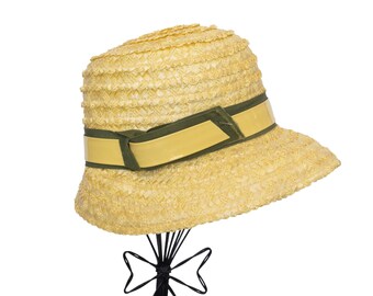 Vintage 1960s MCM Beaded Light Beige Woven Straw Puffy Bubble Hat, Mr. John Jr. Vintage 1960s MCM Beaded Light Beige Woven Straw Puffy  main image 3