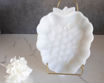 Vintage Hazel Atlas Milk Glass Grape Trinket Candy Dish