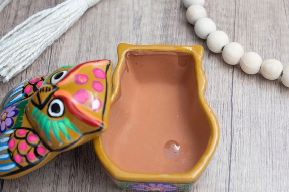 Mexican Clay Pottery Owl Trinket Box Clay Hand Pa… - image 9